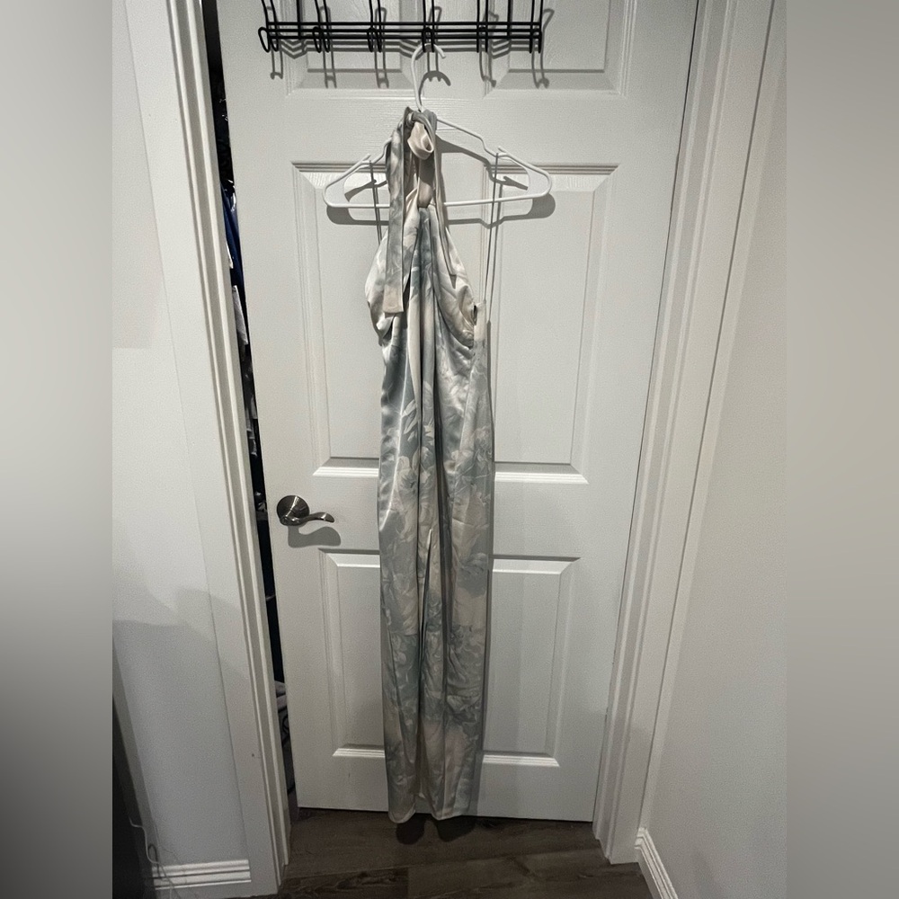 Reformation Kavi Satin Dress HALO blue floral Halter Maxi - Size 2 - with tags